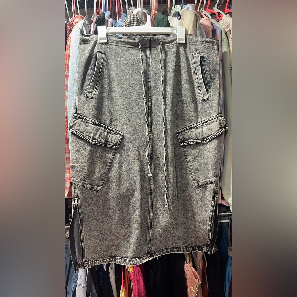 Polagram Gray Denim Skirt